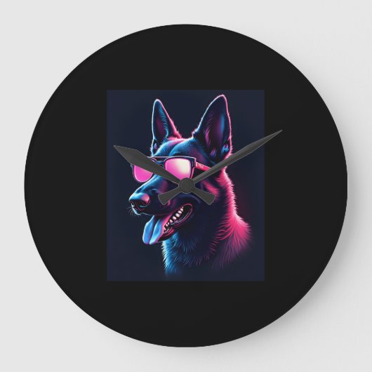 Belgisch Malinois Dogs Belgischer Malinois-T - Shi Große Wanduhr (Vorderseite)