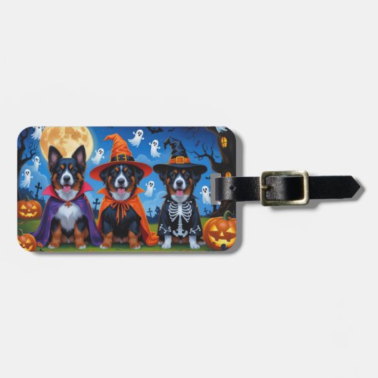 Belgisch Malinois Dogs Pumpkin Halloween Funny Gepäckanhänger (Vorderseite horizontal)