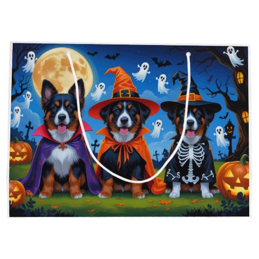 Belgisch Malinois Dogs Pumpkin Halloween Funny Große Geschenktüte (Rückseite)