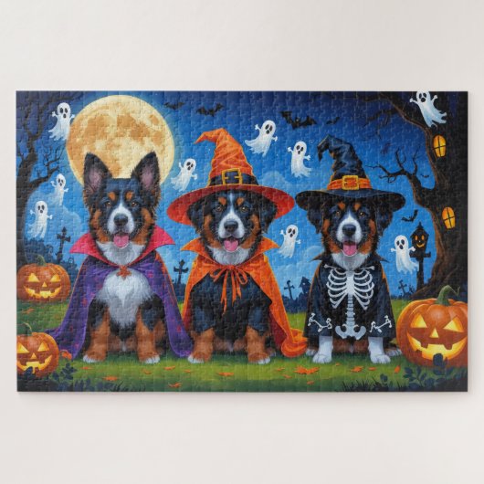 Belgisch Malinois Dogs Pumpkin Halloween Funny Puzzle (Horizontal)