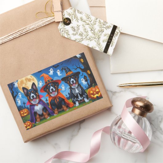 Belgisch Malinois Dogs Pumpkin Halloween Funny Rechteckiger Aufkleber (Schenken)