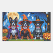 Belgisch Malinois Dogs Pumpkin Halloween Funny Rechteckiger Aufkleber (Vorderseite)