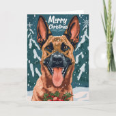 Belgisch Malinois Frohe Weihnachten Personalisiert (Vorderseite)