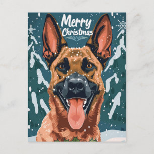 Belgisch Malinois Frohe Weihnachten Postkarte