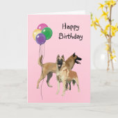 Belgisch Malinois, Geburtsballoons Karte (Gelbe Blume)