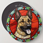 Belgisch Malinois gestaintes Glass Weihnachten Button (Vorne & Hinten)