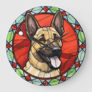 Belgisch Malinois gestaintes Glass Weihnachten Große Wanduhr