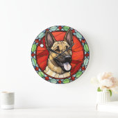 Belgisch Malinois gestaintes Glass Weihnachten Große Wanduhr (Zuhause)
