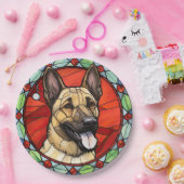 Belgisch Malinois gestaintes Glass Weihnachten Pappteller (Party)