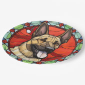 Belgisch Malinois gestaintes Glass Weihnachten Pappteller (Schrägansicht)