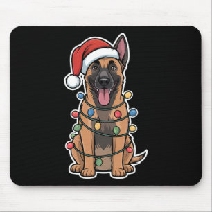 Belgisch Malinois in Weihnachtsbeleuchtung ummante Mousepad