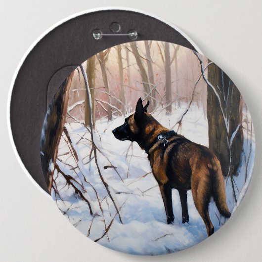 Belgisch Malinois Let It Snow Weihnachten Button (Vorne & Hinten)