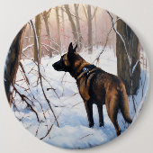 Belgisch Malinois Let It Snow Weihnachten Button (Vorderseite)