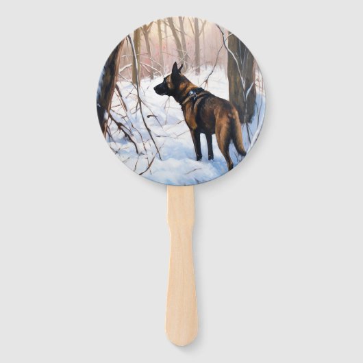 Belgisch Malinois Let It Snow Weihnachten Fächer (Vorderseite)