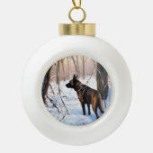 Belgisch Malinois Let It Snow Weihnachten Keramik Kugel-Ornament (Vorderseite)