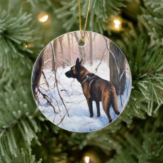 Belgisch Malinois Let It Snow Weihnachten Keramik Ornament (Baum)