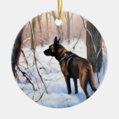 Belgisch Malinois Let It Snow Weihnachten Keramik Ornament (Vorne)