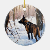 Belgisch Malinois Let It Snow Weihnachten Keramik Ornament (Hinten)
