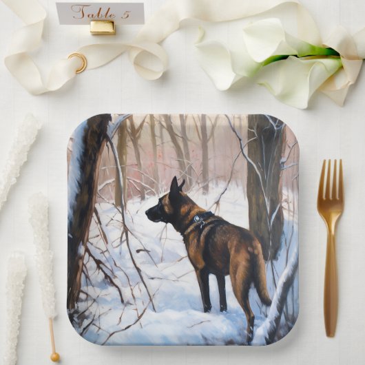 Belgisch Malinois Let It Snow Weihnachten Pappteller (Hochzeit)