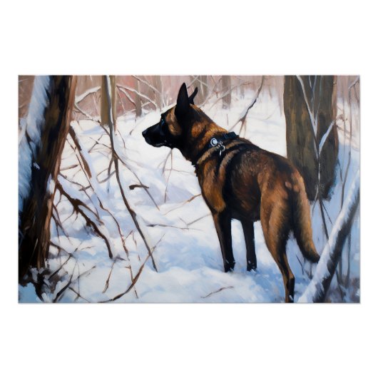 Belgisch Malinois Let It Snow Weihnachten Poster (Vorderseite)