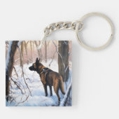Belgisch Malinois Let It Snow Weihnachten Schlüsselanhänger (Rückseite)