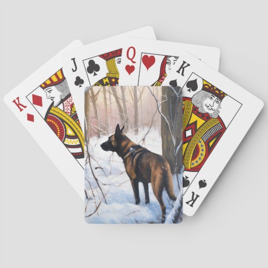 Belgisch Malinois Let It Snow Weihnachten Spielkarten (Rückseite)