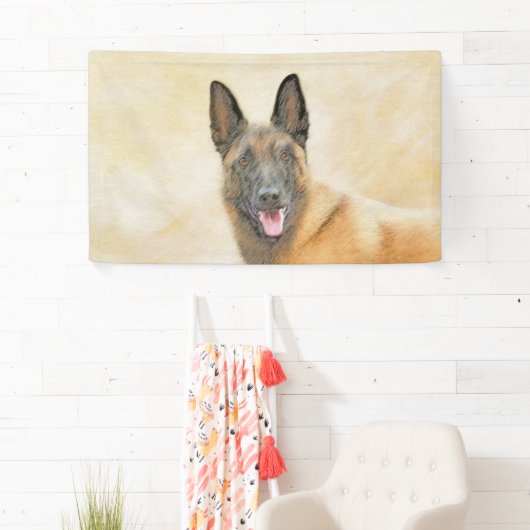 Belgisch Malinois Malerei - Niedliche Original Hun Banner (Insitu)