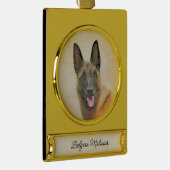 Belgisch Malinois Malerei - Niedliche Original Hun Banner-Ornament Gold (Rechts)