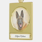 Belgisch Malinois Malerei - Niedliche Original Hun Banner-Ornament Gold (Links)