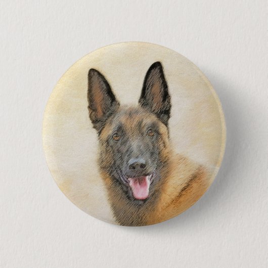 Belgisch Malinois Malerei - Niedliche Original Hun Button (Vorderseite)