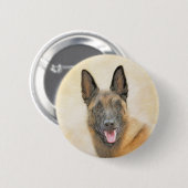 Belgisch Malinois Malerei - Niedliche Original Hun Button (Vorne & Hinten)