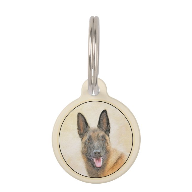 Belgisch Malinois Malerei - Niedliche Original Hun Haustiermarke (Vorderseite)
