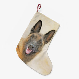 Belgisch Malinois Malerei - Niedliche Original Hun Kleiner Weihnachtsstrumpf