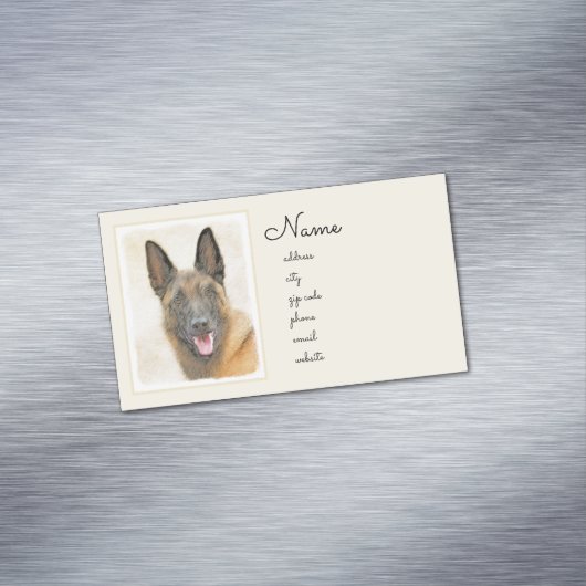 Belgisch Malinois Malerei - Niedliche Original Hun Magnetische Visitenkarte (Beispiel)
