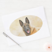 Belgisch Malinois Malerei - Niedliche Original Hun Ovaler Aufkleber (Umschlag)