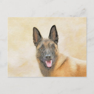 Belgisch Malinois Malerei - Niedliche Original Hun Postkarte