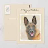 Belgisch Malinois Malerei - Niedliche Original Hun Postkarte (Vorne/Hinten)