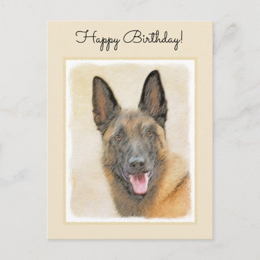 Belgisch Malinois Malerei - Niedliche Original Hun Postkarte (Vorderseite)