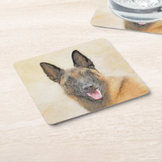 Belgisch Malinois Malerei - Niedliche Original Hun Rechteckiger Pappuntersetzer (angewinkelt)