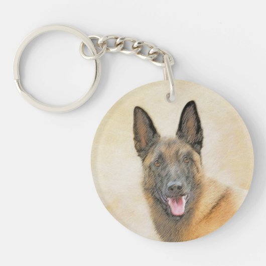 Belgisch Malinois Malerei - Niedliche Original Hun Schlüsselanhänger (Vorderseite)