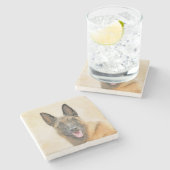 Belgisch Malinois Malerei - Niedliche Original Hun Steinuntersetzer (Seitenansicht)
