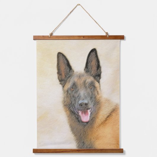 Belgisch Malinois Malerei - Niedliche Original Hun Wandteppich Mit Holzrahmen (Vorderseite)