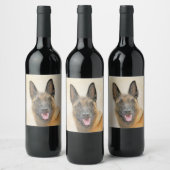 Belgisch Malinois Malerei - Niedliche Original Hun Weinetikett (Flaschen)