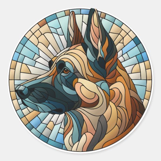 Belgisch Malinois - Mosaikkunst Runder Aufkleber (Vorderseite)