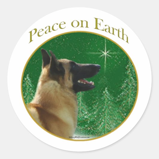 Belgisch Malinois Peace Runder Aufkleber (Vorderseite)
