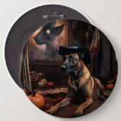 Belgisch Malinois Pumpkins Halloween Beängstigend Button (Vorne & Hinten)