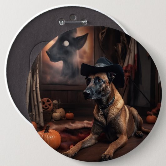 Belgisch Malinois Pumpkins Halloween Beängstigend Button (Vorne & Hinten)