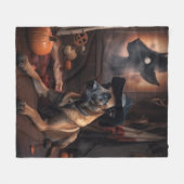 Belgisch Malinois Pumpkins Halloween Beängstigend Fleecedecke (Vorderseite (Horizontal))