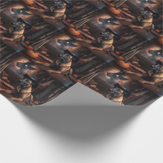 Belgisch Malinois Pumpkins Halloween Beängstigend Geschenkpapier (Ecke)