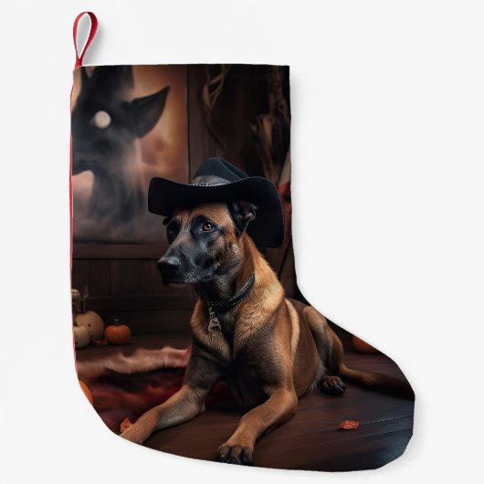 Belgisch Malinois Pumpkins Halloween Beängstigend Kleiner Weihnachtsstrumpf (Vorderseite)